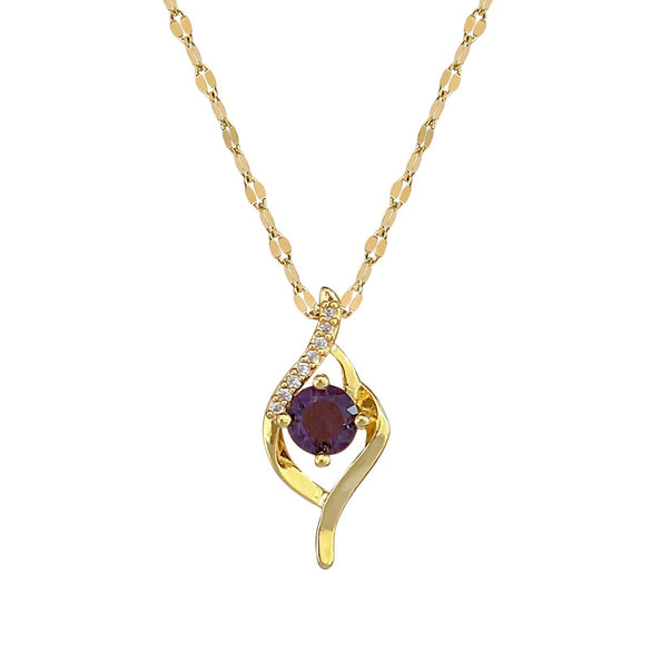 Titanium Steel Geometric Style Microinlaid Real Gold Unisex Necklace Set With Diamonds