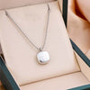 Titanium Steel Geometric Style Necklace With Mixed Gemstone Setting And Electroplating