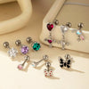 Titanium Steel Geometric Style Piercing Earrings With Electroplating For Women