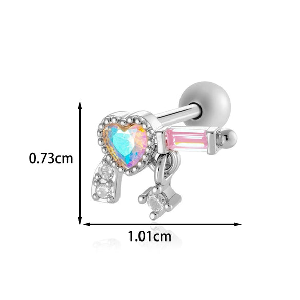 Titanium Steel Geometric Style Piercing Earrings With Electroplating For Women