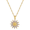 Titanium Steel Geometric Style Sunflower Pendant Women's Necklace With Diamond Treatment