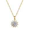 Titanium Steel Geometric Sun Flower Microinlaid Electroplated Women's Necklace Earrings Set