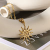 Titanium Steel Geometric Sun Pendant Necklace Light Luxury Electroplating