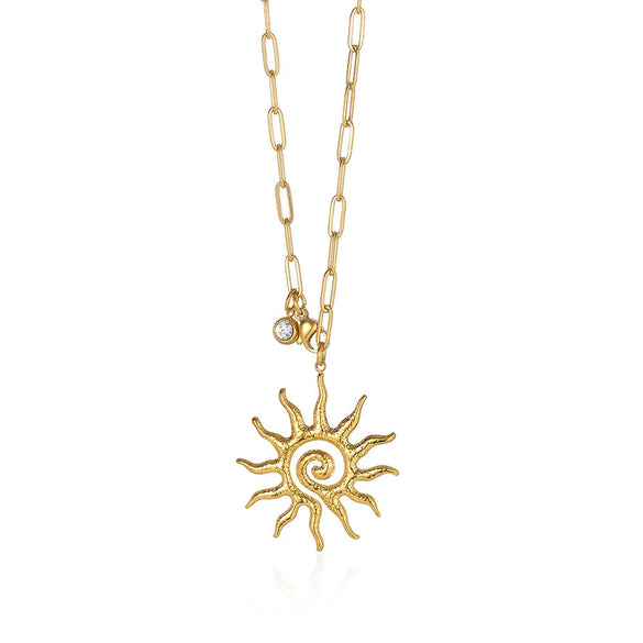 Titanium Steel Geometric Sun Pendant Necklace Light Luxury Electroplating