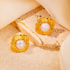 Titanium Steel Geometric Sunflower Electroplated Women's Earrings