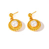Titanium Steel Geometric Sunflower Electroplated Women's Earrings