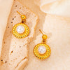 Titanium Steel Geometric Sunflower Electroplated Women's Earrings