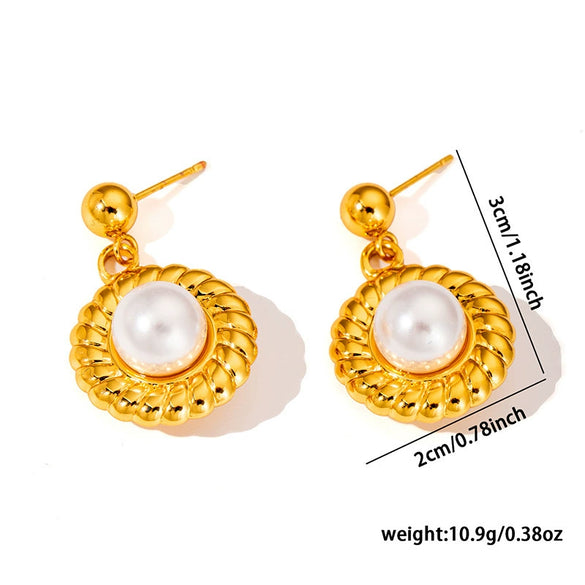 Titanium Steel Geometric Sunflower Electroplated Women's Earrings