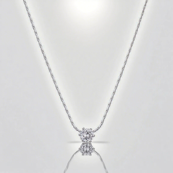 Titanium Steel Geometric Sweet Design Electroplated Diamond Pendant Necklace For Women
