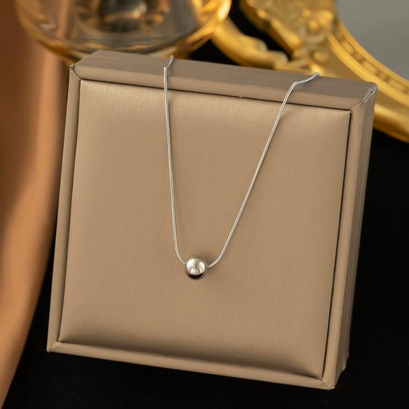 Titanium Steel Geometric Sweet Design Electroplated Diamond Pendant Necklace For Women