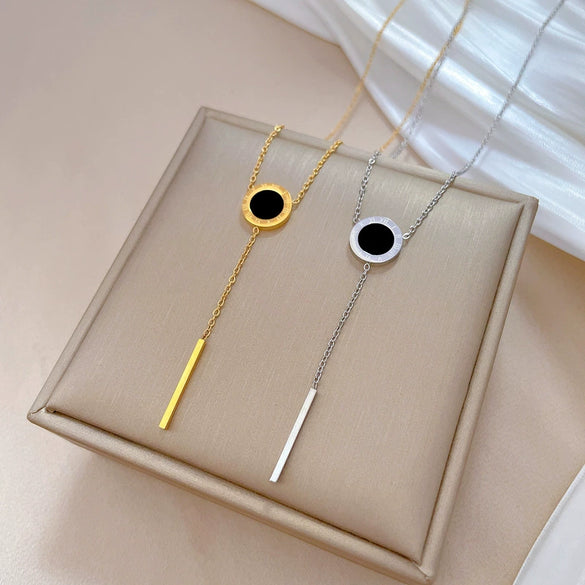 Titanium Steel Geometric Tassel Roman Ring Normcore Style Furnace Real Gold Plated Female Popular Clavicle Chain Accessories