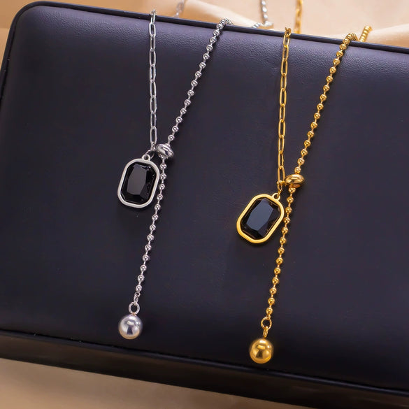 Titanium Steel Geometric Tassel Splicing Cross Chain Women's Electroplated Clavicle Necklace