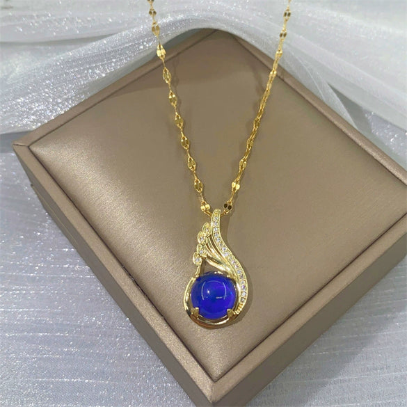 Titanium Steel Geometric Temperaturesensitive Colorchanging Phoenix Tail Necklace For Female