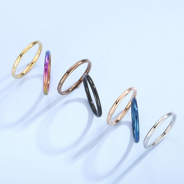 Titanium Steel Geometric Thin Ring For Women Light Luxury Simple Design With Electroplating