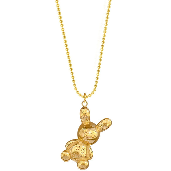 Titanium Steel Geometric Threedimensional Bear Electroplated Unisex Real Gold Necklace