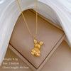 Titanium Steel Geometric Threedimensional Bear Electroplated Unisex Real Gold Necklace