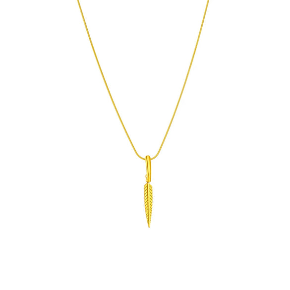 Titanium Steel Geometric Triangle Long Leaf Pendant Necklace With Electroplating