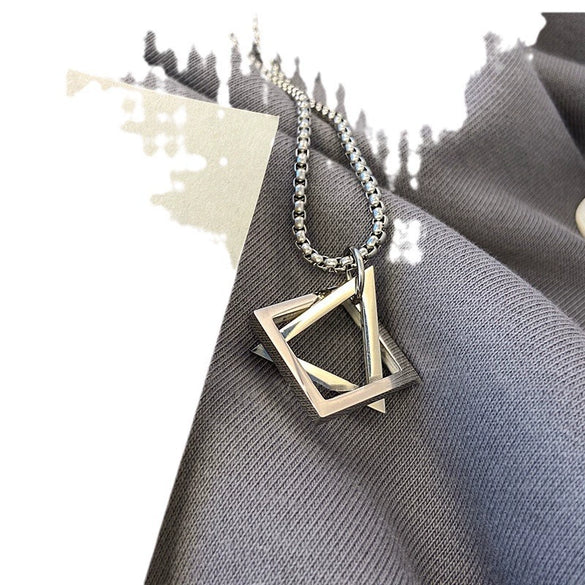 Titanium Steel Geometric Triangle Pendant Clavicle Chain Jewelry Highend Style Electroplated