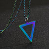 Titanium Steel Geometric Triangle Pendant Necklace With Pearl Chain Electroplated For Unisex Personality Jewelry