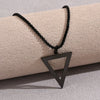 Titanium Steel Geometric Triangle Pendant Necklace With Pearl Chain Electroplated For Unisex Personality Jewelry