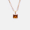Titanium Steel Geometric Twelve Birthstone Square Pendant Necklace With O Word Chain Electroplated