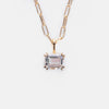 Titanium Steel Geometric Twelve Birthstone Square Pendant Necklace With O Word Chain Electroplated