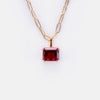Titanium Steel Geometric Twelve Birthstone Square Pendant Necklace With O Word Chain Electroplated