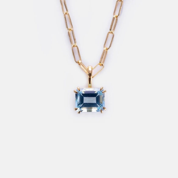 Titanium Steel Geometric Twelve Birthstone Square Pendant Necklace With O Word Chain Electroplated