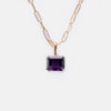 Titanium Steel Geometric Twelve Birthstone Square Pendant Necklace With O Word Chain Electroplated
