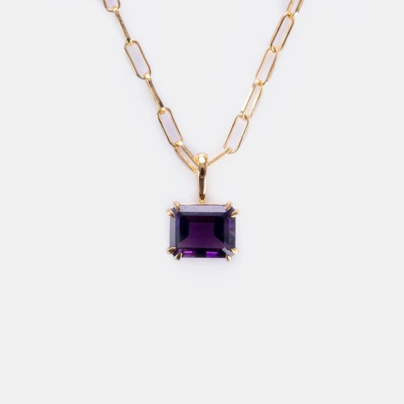 Titanium Steel Geometric Twelve Birthstone Square Pendant Necklace With O Word Chain Electroplated
