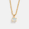 Titanium Steel Geometric Twelve Birthstone Square Pendant Necklace With O Word Chain Electroplated
