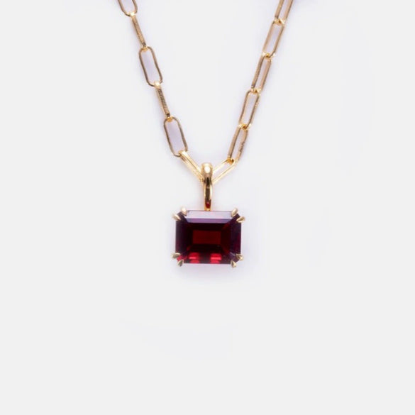 Titanium Steel Geometric Twelve Birthstone Square Pendant Necklace With O Word Chain Electroplated