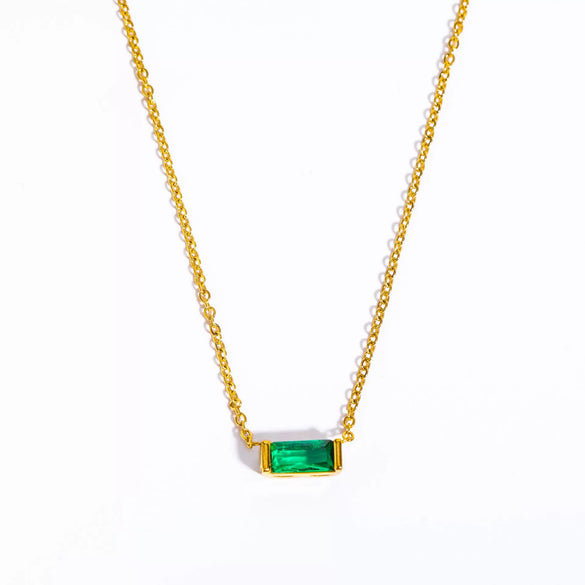 Titanium Steel Geometric Twelve Birthstone Zircon Necklace For Ladies With Electroplating Treatment