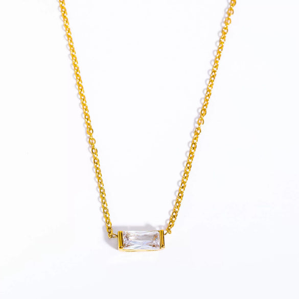 Titanium Steel Geometric Twelve Birthstone Zircon Necklace For Ladies With Electroplating Treatment