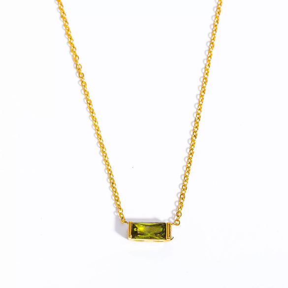 Titanium Steel Geometric Twelve Birthstone Zircon Necklace For Ladies With Electroplating Treatment