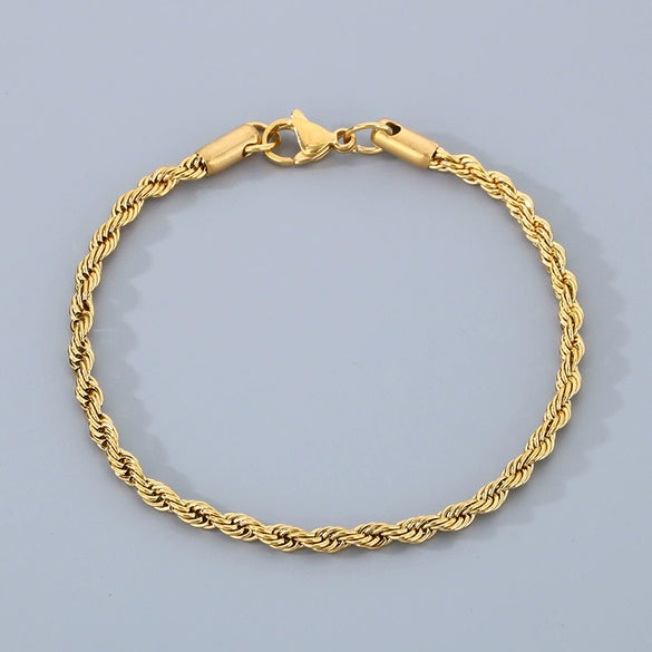 Titanium Steel Geometric Twist Chain Bracelet Electroplated Unisex