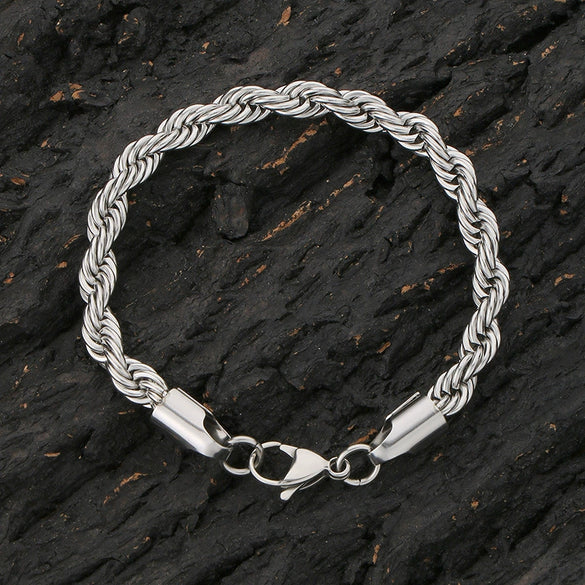 Titanium Steel Geometric Twist Chain Bracelet Electroplated Unisex