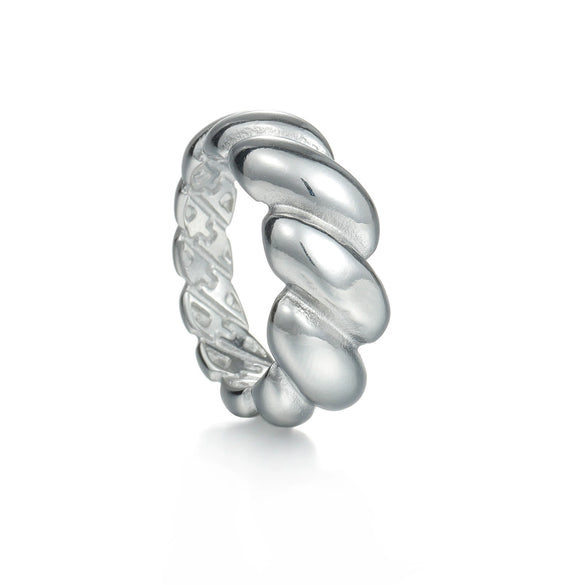 Titanium Steel Geometric Twist Shape Casting And Electroplating Ring Unisex Jewelry