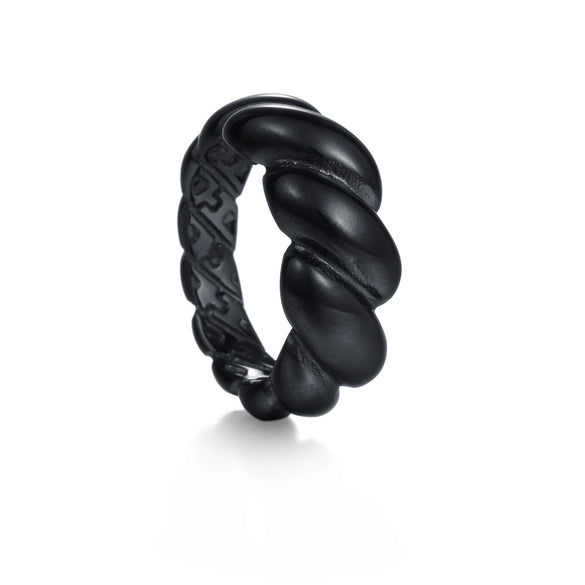 Titanium Steel Geometric Twist Shape Casting And Electroplating Ring Unisex Jewelry