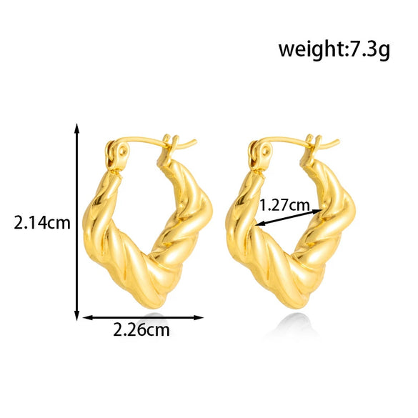 Titanium Steel Geometric Twisted Diamond Wheat Ear Shape Electroplated Women's Earrings Light Luxury Style