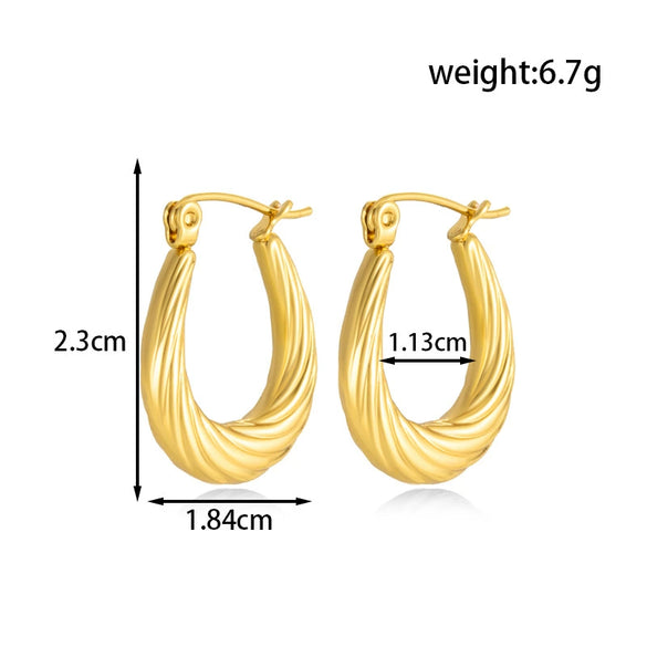 Titanium Steel Geometric Twisted Diamond Wheat Ear Shape Electroplated Women's Earrings Light Luxury Style