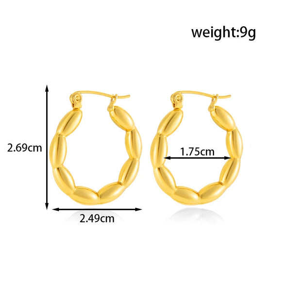 Titanium Steel Geometric Twisted Hammer Pattern Electroplated Women's Earrings