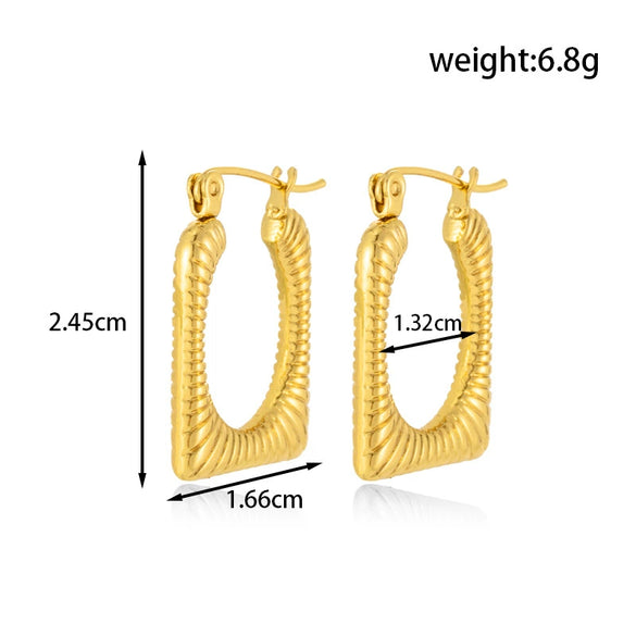Titanium Steel Geometric Twisted Hammer Pattern Electroplated Women's Earrings