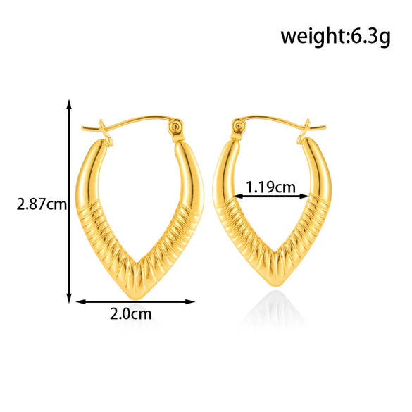 Titanium Steel Geometric Twisted Hammer Pattern Electroplated Women's Earrings