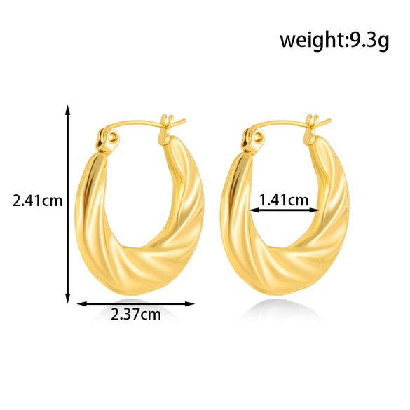 Titanium Steel Geometric Twisted Hammer Pattern Electroplated Women's Earrings