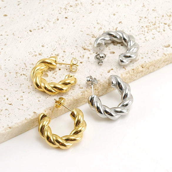 316L Stainless Steel Geometric Twisted Women's Earrings Electroplated