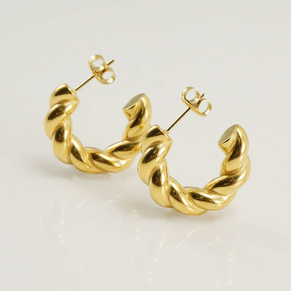 316L Stainless Steel Geometric Twisted Women's Earrings Electroplated