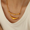 316L Stainless Steel Geometric Ushape Arc Pendant Clavicle Chain Necklace With Electroplating For Women