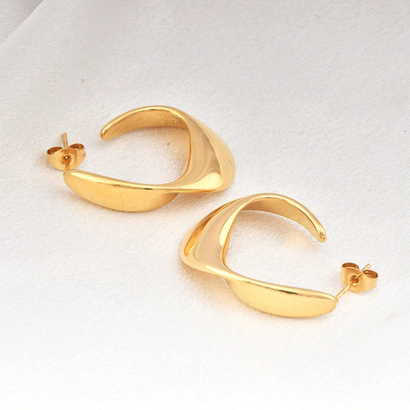Titanium Steel Geometric Ushaped Electroplated Twist Earrings For Women