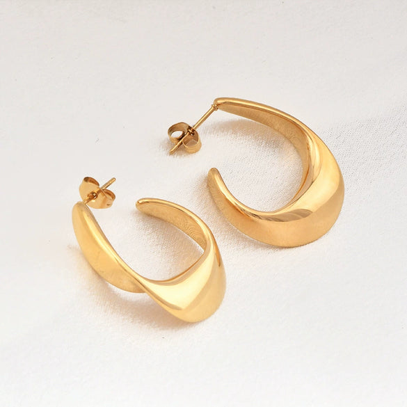 Titanium Steel Geometric Ushaped Electroplated Twist Earrings For Women